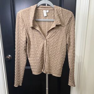 Joie Textured Beige Button Down Shirt